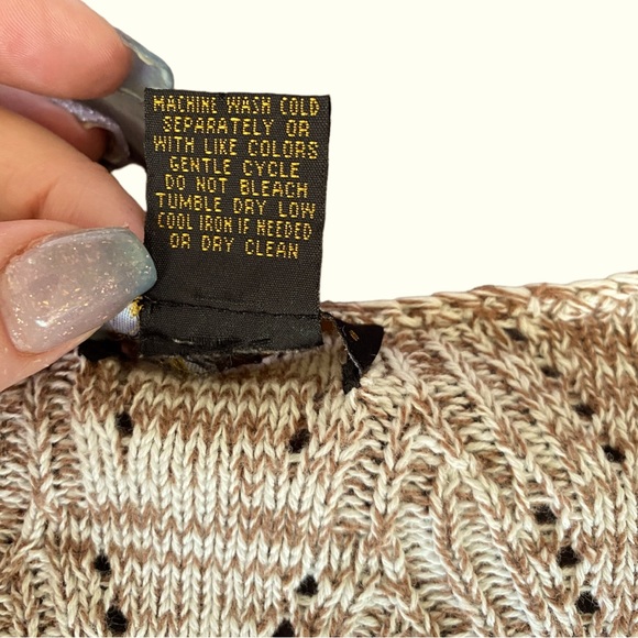 Grace Elements Laguna Ivory tan  cotton knit scallop hem sweater top sz s - Picture 4 of 12